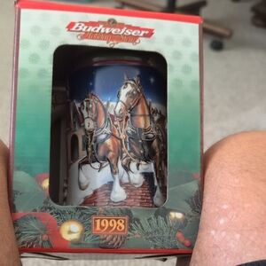 Budweiser Holiday Stein 1998 - Red and Green